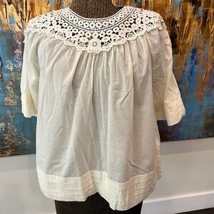 J.Crew Cotton Crochet Neck Top